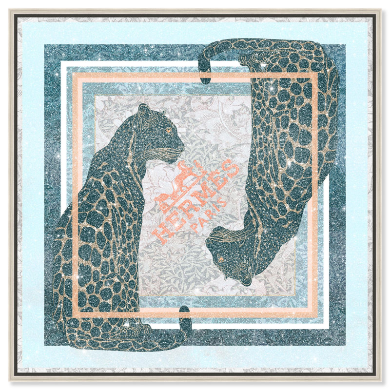 Dual Paris Cheetah Print Glam Jungle by Oliver Gal, Black Frame, 12 x 12, 21.5" H x 21.5" W, Cream