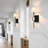 Set Of 2 Modern Rustic Bath Wall Light With White Pleated Fabric Lampshade, Black Wall Sconces For Toilet, Hallway, Staircase, Living Room, Bathroom Dining Room