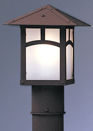 Evergreen 1 - Light Lantern Head, Classic arch, Rustic Brown, Frosted