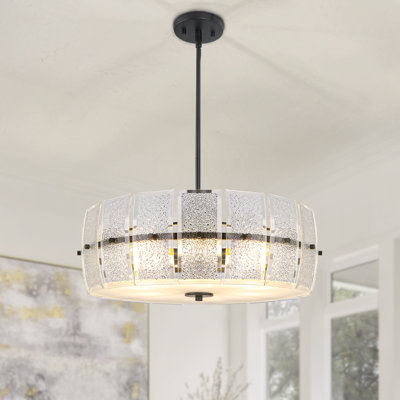 Lustre en cristal semi-encastré à tambour 5 lumières Atchison l 19,68 po pour salle à manger et cuisine