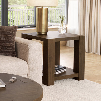 Table de bout carrée moderne avec rangement en bloc 24 po Bragenham