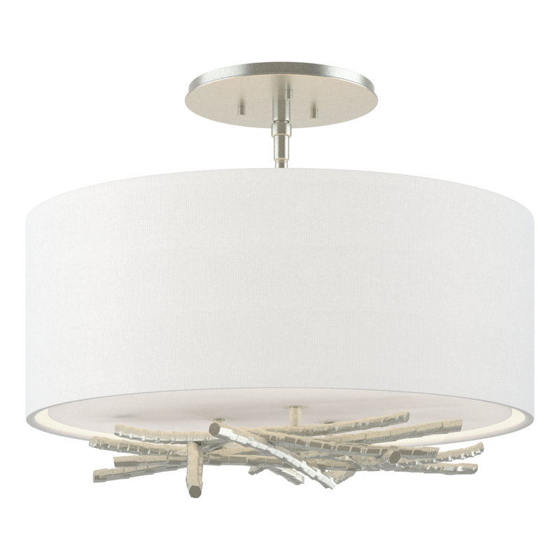 Plafonnier semi-encastré 3 lumières Brindille, Anna ton naturel, Platine rétro