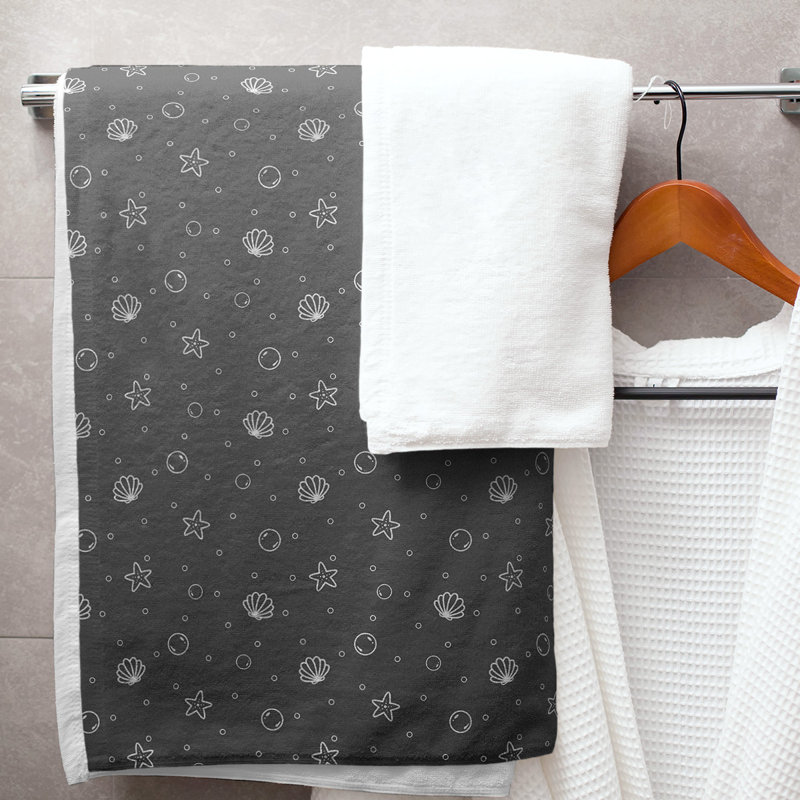 Serviette de bain coquillage, Noir