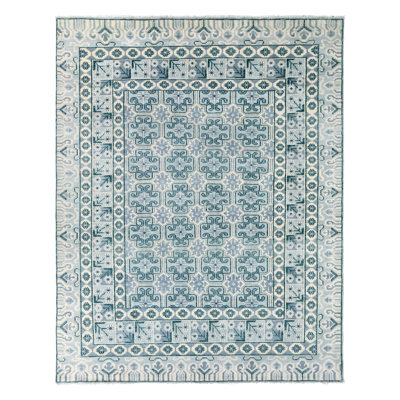 Jaipur Living Stage SLN20 Handknotted Geometric Blue and White Area Rug (10'x14')