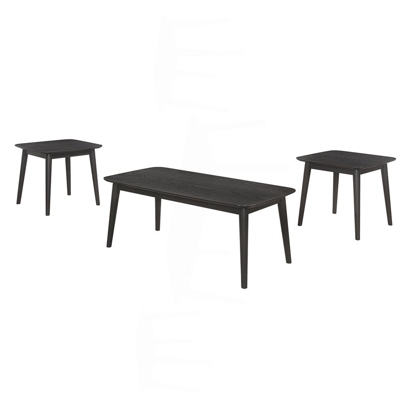 3 Piece Rectangular Coffee Table Set, Black