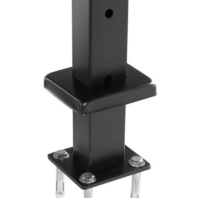 Poteau de rampe à câble, poteaux d'escalier de niveau 42 po x 1 po x 2 po, paquet de 1 poteau de main courante en acier inoxydable, piquets pré-percés avec support de fixation, noir