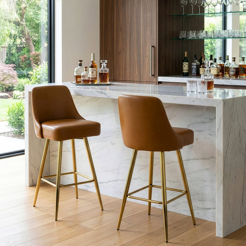 Pavlik Upholstered Counter Stool with Metal Frame, Bar Stool (30” Seat Height)