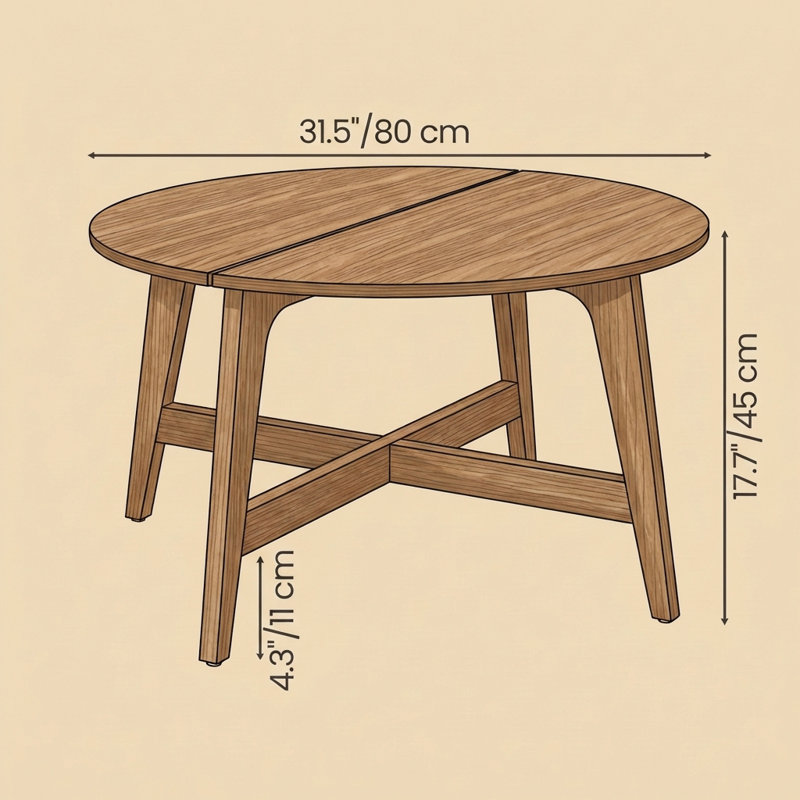 Table basse 31,5 "Mid-Century, Brun