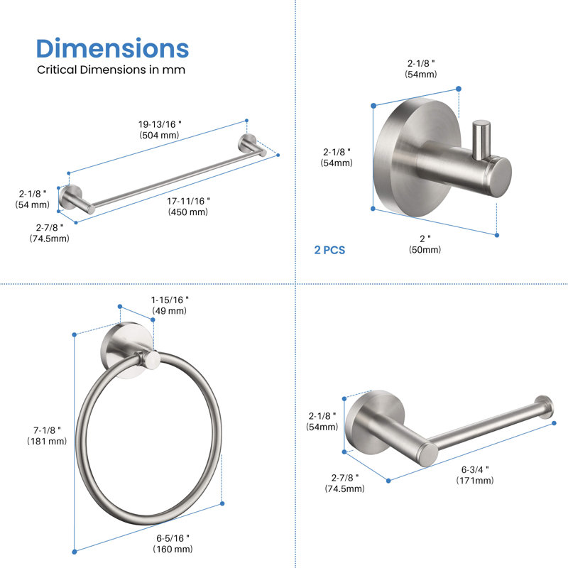 Circular 5 - Piece Bathroom Hardware Set, Brushed Nickel