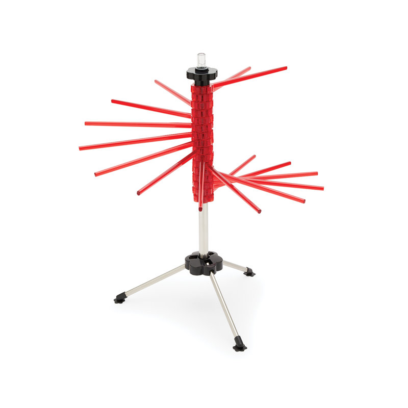 Red Collapsible Pasta Drying Rack with Rotating Arms