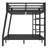 Space-Saving Metal Bunk Bed for Teens & Adults, Full XL over Queen, Noise-Reduced, No Box Spring, Black Frame-265552443