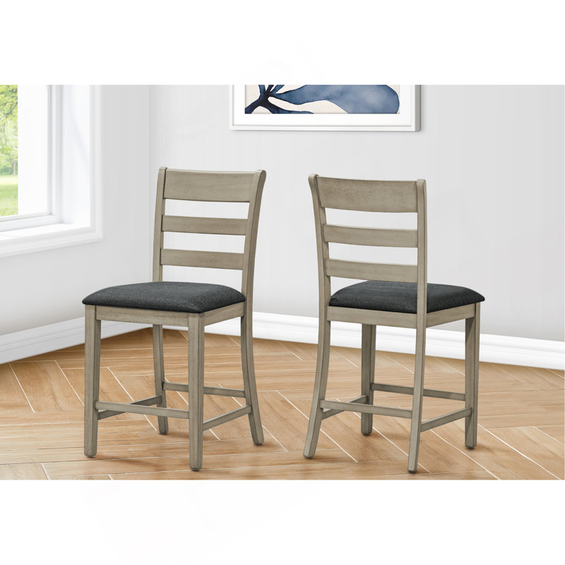 Transitional Upholstered Dining Chairs, Set Of 2, Comfortable Padded Seats, Durable Ladder Back Design For Kitchen And Dining Room
