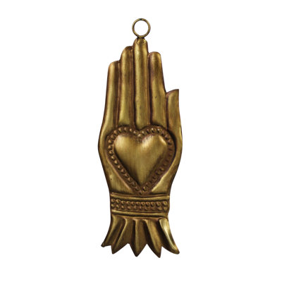 Hand With Heart Milagro, Gold