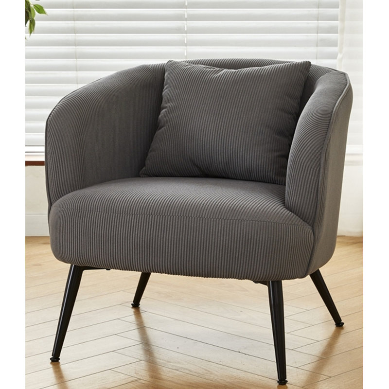 Fauteuil moderne en velours avec coussin, Gris