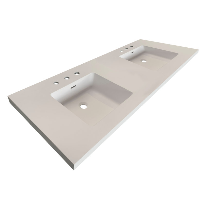 Modo 48" W Freestanding Single Bathroom Vanity with Dean Leg, White Acrylic, Satin Brass, Glossy White/8" Widespread