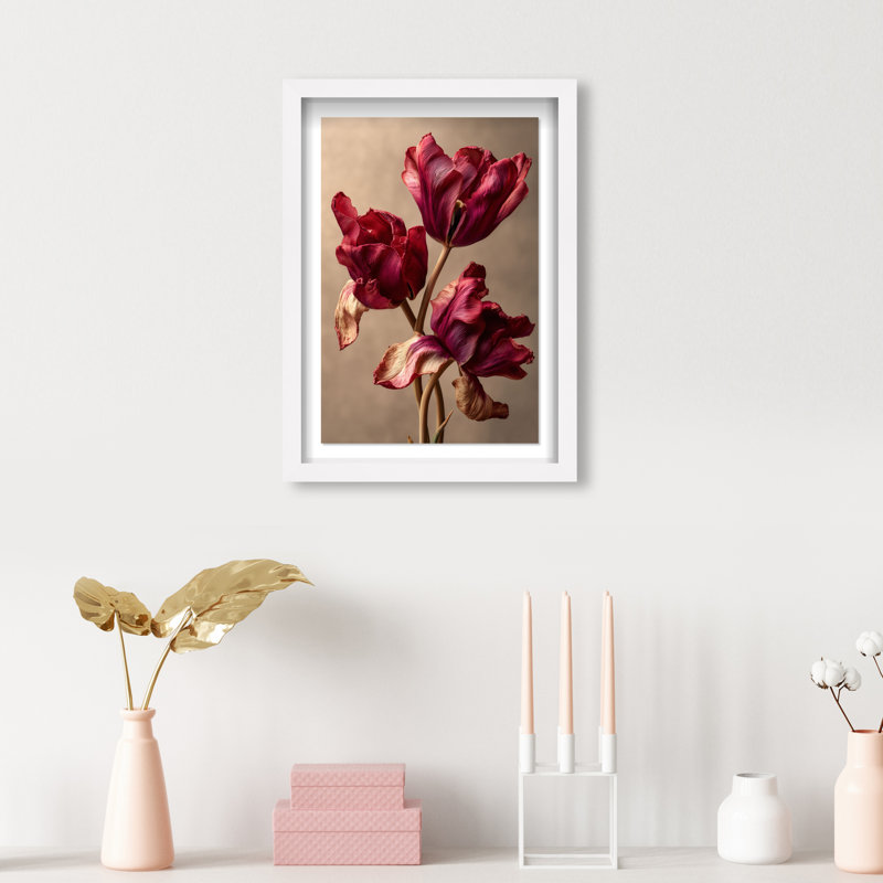 Dark Silk Remains Print by Oliver Gal, 11.5"H x 16.5"W, White Shadowbox