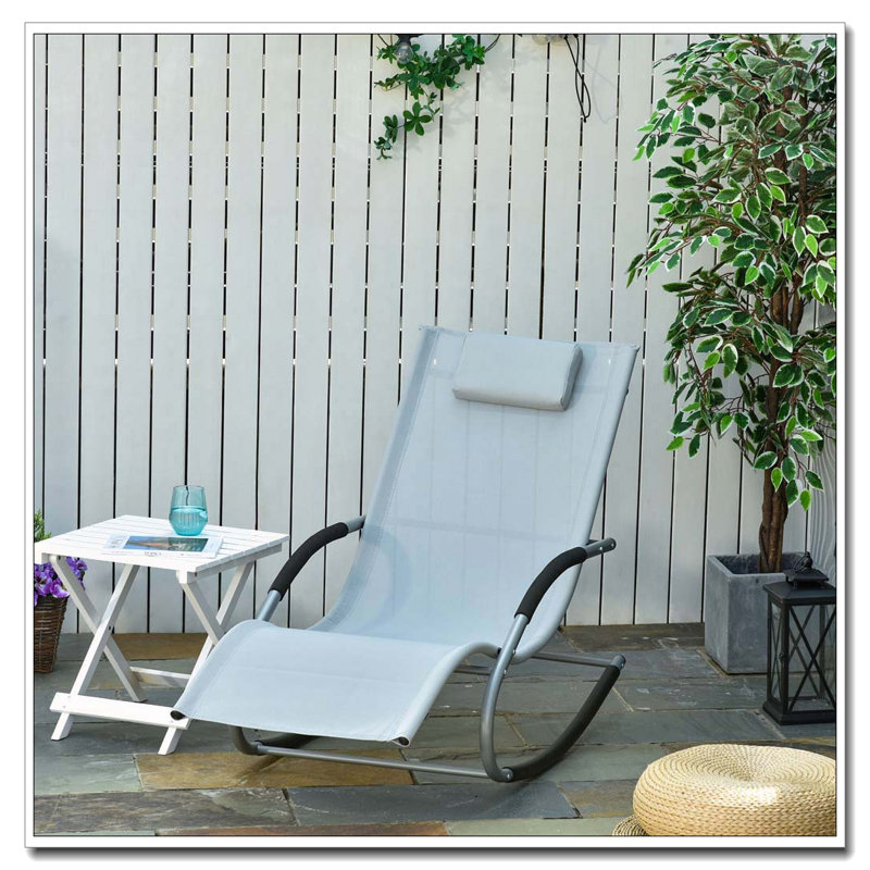 Chaise longue berçante avec coussin détachable Outsunny