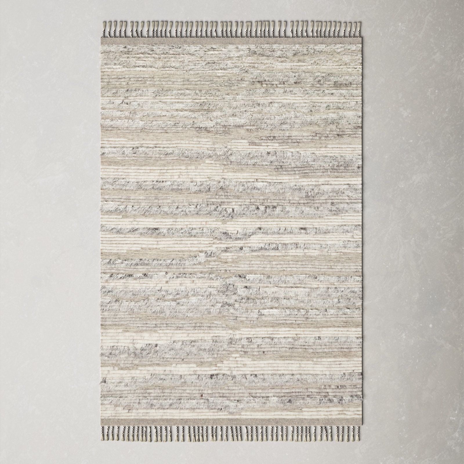 Benjamin Natural Ivory Hand-Knotted Wool Rug, Rectangle 2' x 3'