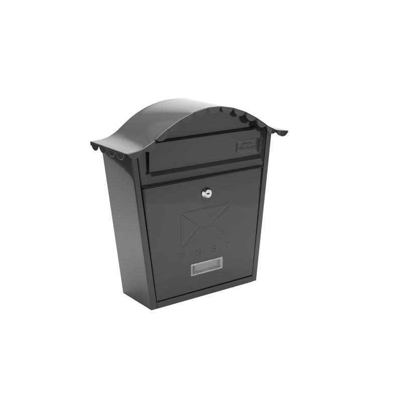 Classic Wall Mounted Galvanised Steel Lockable Weatherproof Post Box - 36x37x13cm, Anthracite