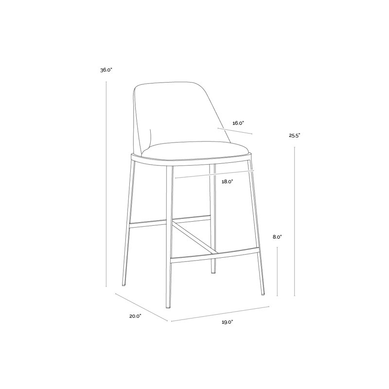 Dover Upholstered Stool with Metal Frame, Taupe, Counter Stool (25.5” Seat Height)