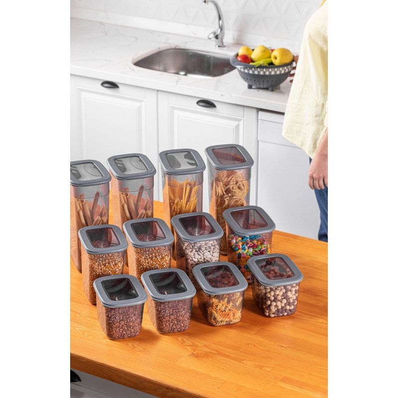 Ensemble de boîte de rangement durable (12 pièces), couleur anthracite | 4 x 5 x 4,4 po (1300 ml), 4 x 5 x 6,5 po (2000 ml), 4 x 5 x 10,8 po (3200 ml) | 100% plastique sans BPA, va au lave-vaisselle | Parfait pour organiser la maison et le bureau