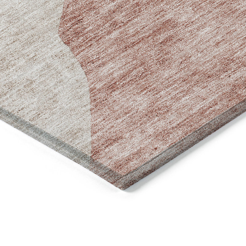 Tapis intérieur rond lavable abstrait 8 pi rosé et mauve