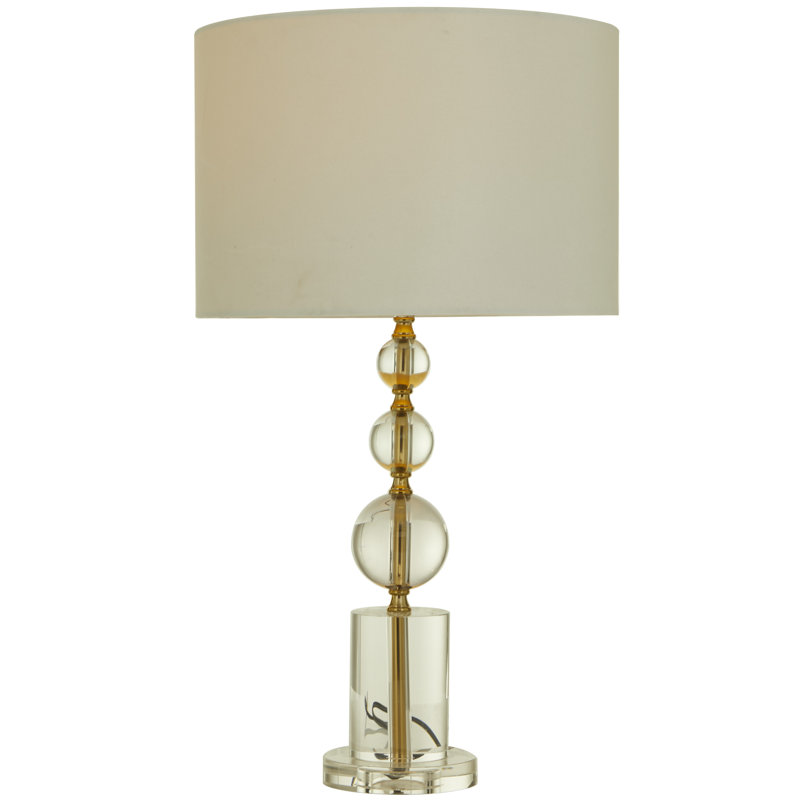 Crystal Orbs Style Base Gold Table Lamp with Drum Shade