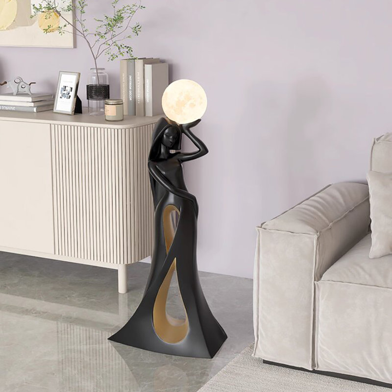Simple and Modern Resin Floor Lamp, Black