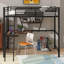 Lit mezzanine simple avec échelle de rangement pour bureau et garde-corps de sécurité pleine longueur