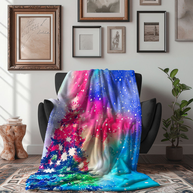 Watercolor Spruce Whimsy - 1 Piece Premium Sherpa Blanket, L 60 po x L 80 po