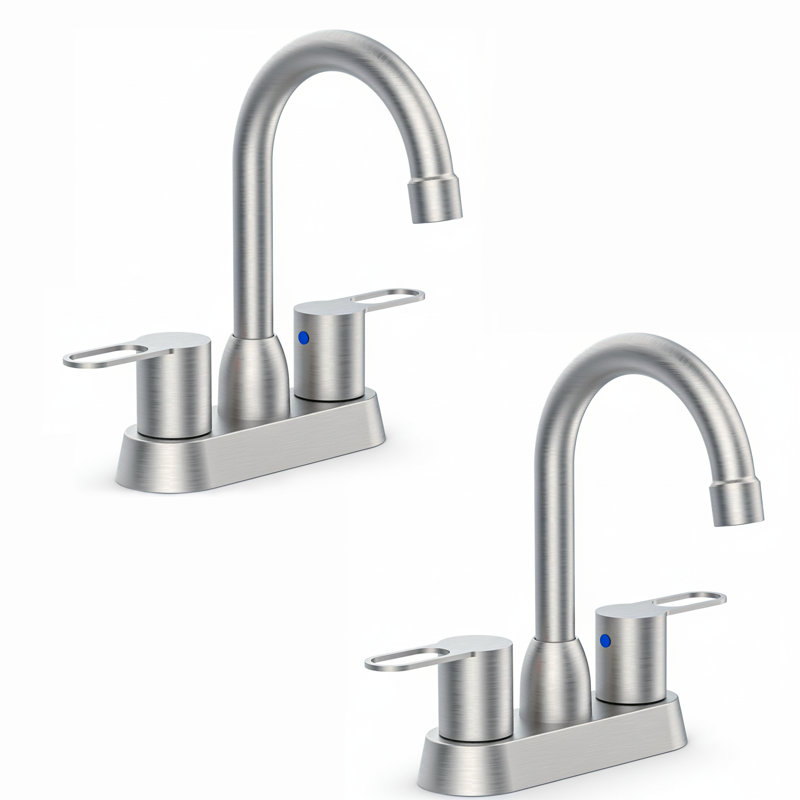 Double Handle  High-Arc Centerset RV Bathroom Faucet(Set of 2), Brushed Nickel