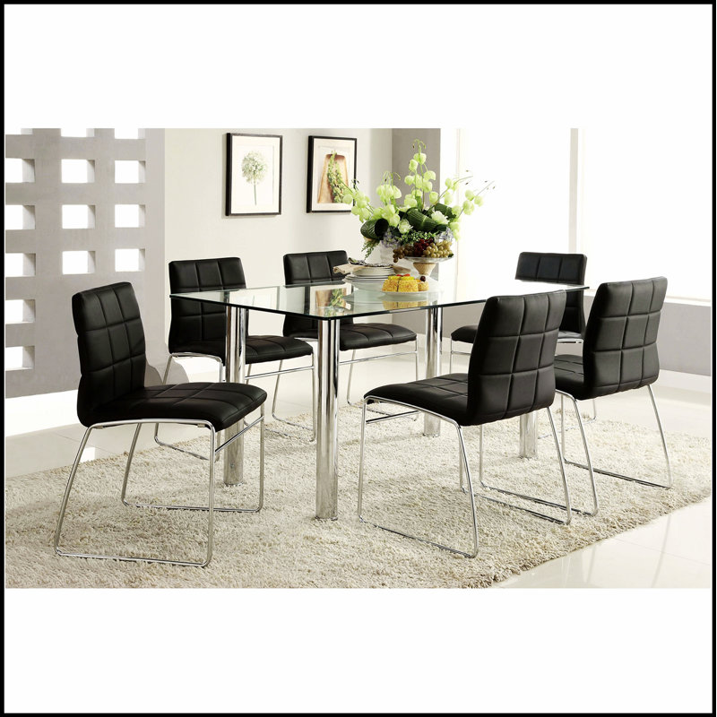 Chaises de salle à manger modernes en similicuir avec pieds en métal chromé pour une assise élégante et confortable, Black