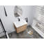 Meuble-lavabo autoportant de 28 pouces avec lavabo intégré, porte à fermeture en douceur et conception en arc