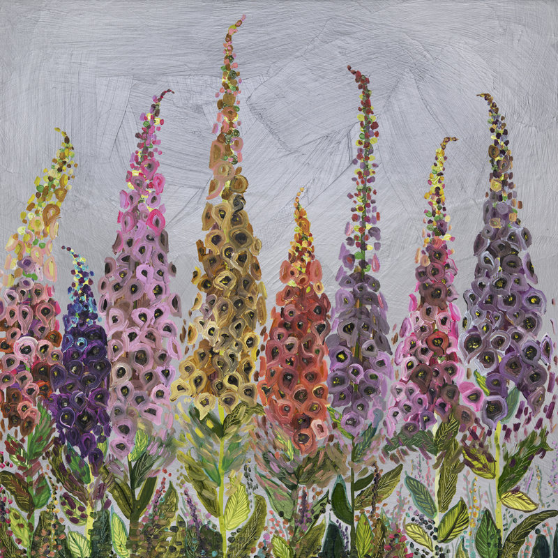 " Foxgloves " by Eli Halpin, 21" H x 21" W, Wrapped Canvas