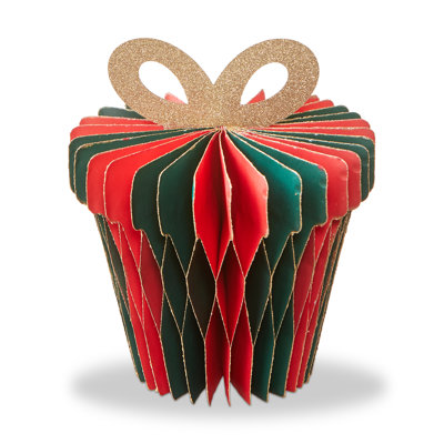 Glimmer Paper Present Decor Small Red Christmas