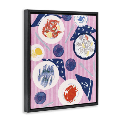  Seafood Plates Table Canvas Wall Art by Be Ni La