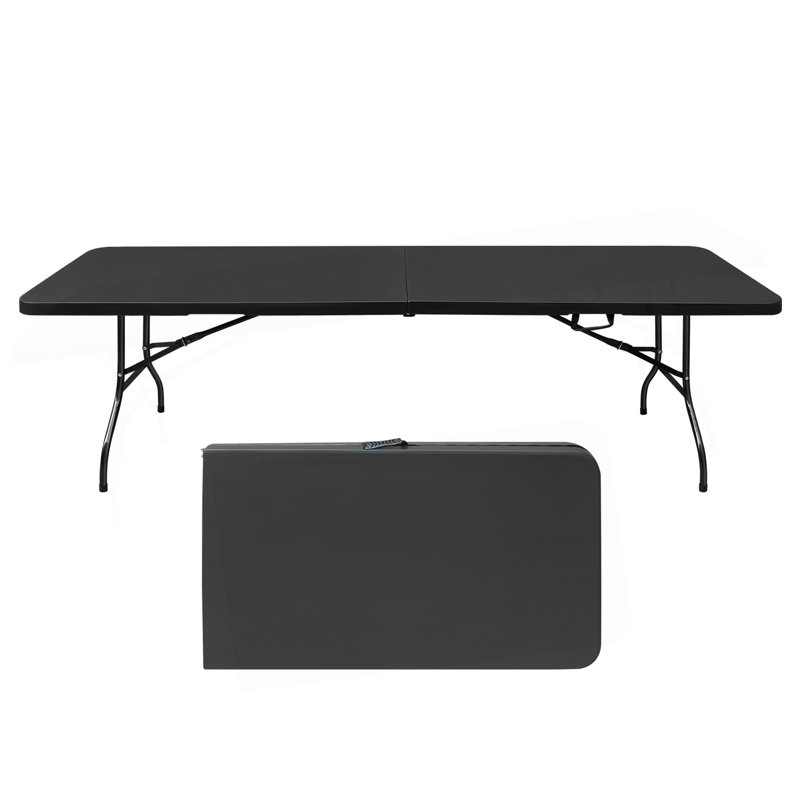 Table pliante 8 pi, table en plastique portative pour le camping, pique-niques, fêtes, table pliable à port élevé noir