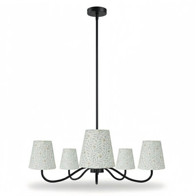 5-light Brush & Burlap Modern Farmhouse Chandelier With Kd Shades For Dining Room