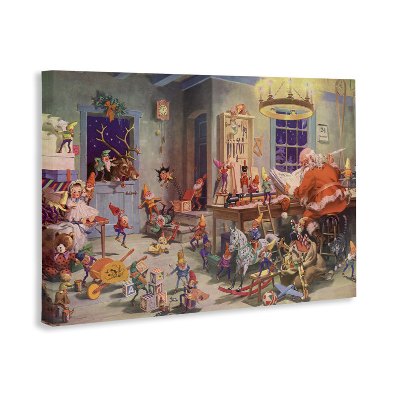 Santa's Elves Antique, toile par Vintage Hustle, H 30 po x l 45 po