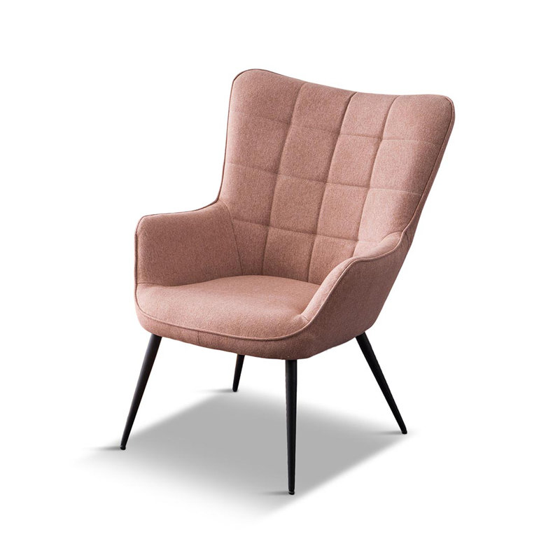 Pippin Upholstered Linen Lounge Chair, Pink