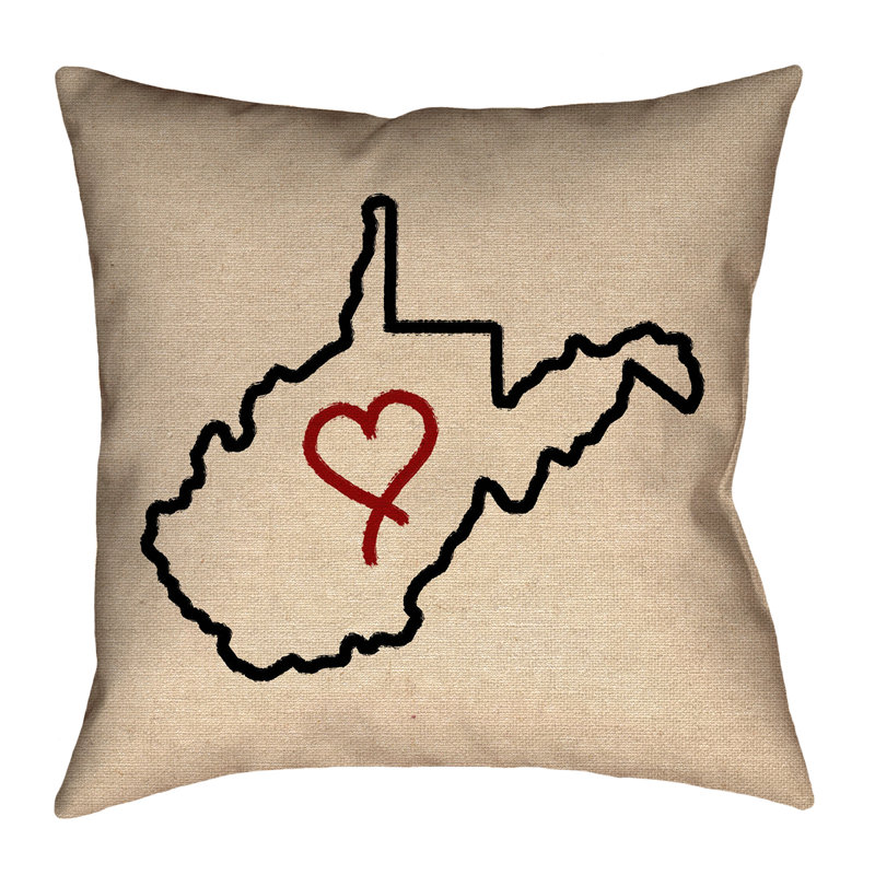 «Katelyn Smith West Virginia Love Outline», H 28 po x l 28 po, Coussin de sol