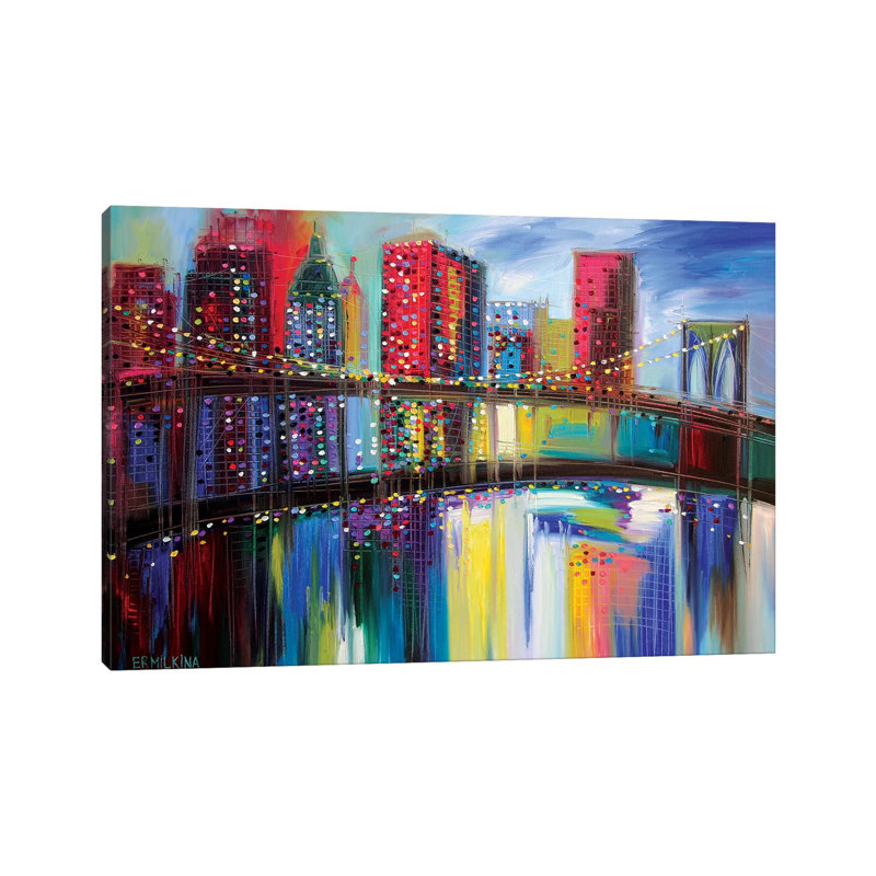 Brooklyn Bridge by Ekaterina Ermilkina - Print on Canvas, 101.6 cm H x 66.04 cm W x 1.91 cm D, Wrapped Canvas
