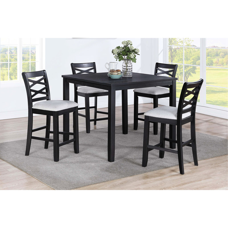 5 salles à manger pour la chambre, une table gris anthracite et 4 chaises rembourrées