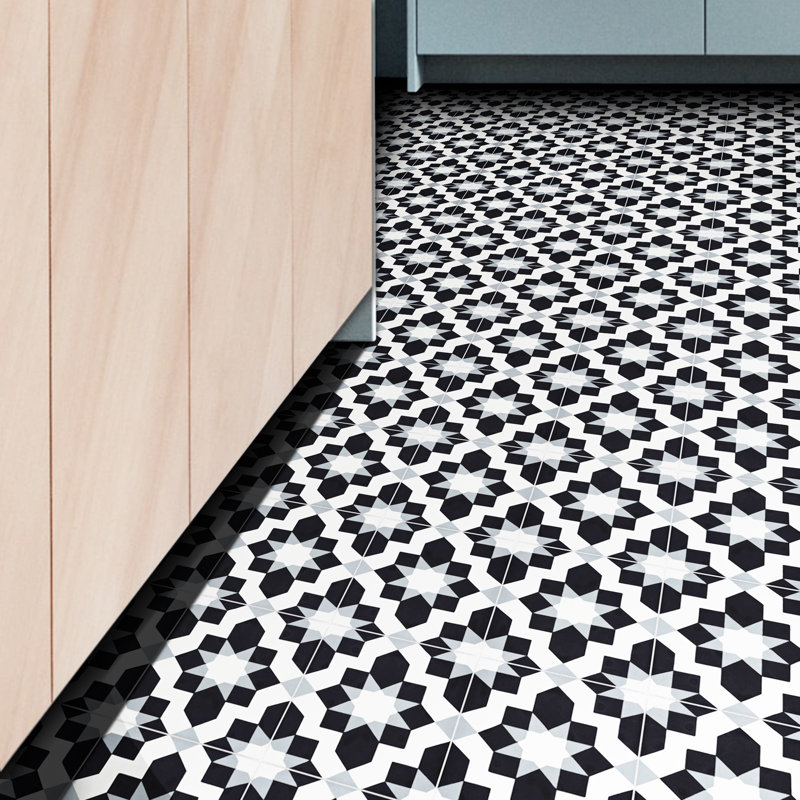 Affos 8 in. x 8 in. Tile, Black/Gray/White