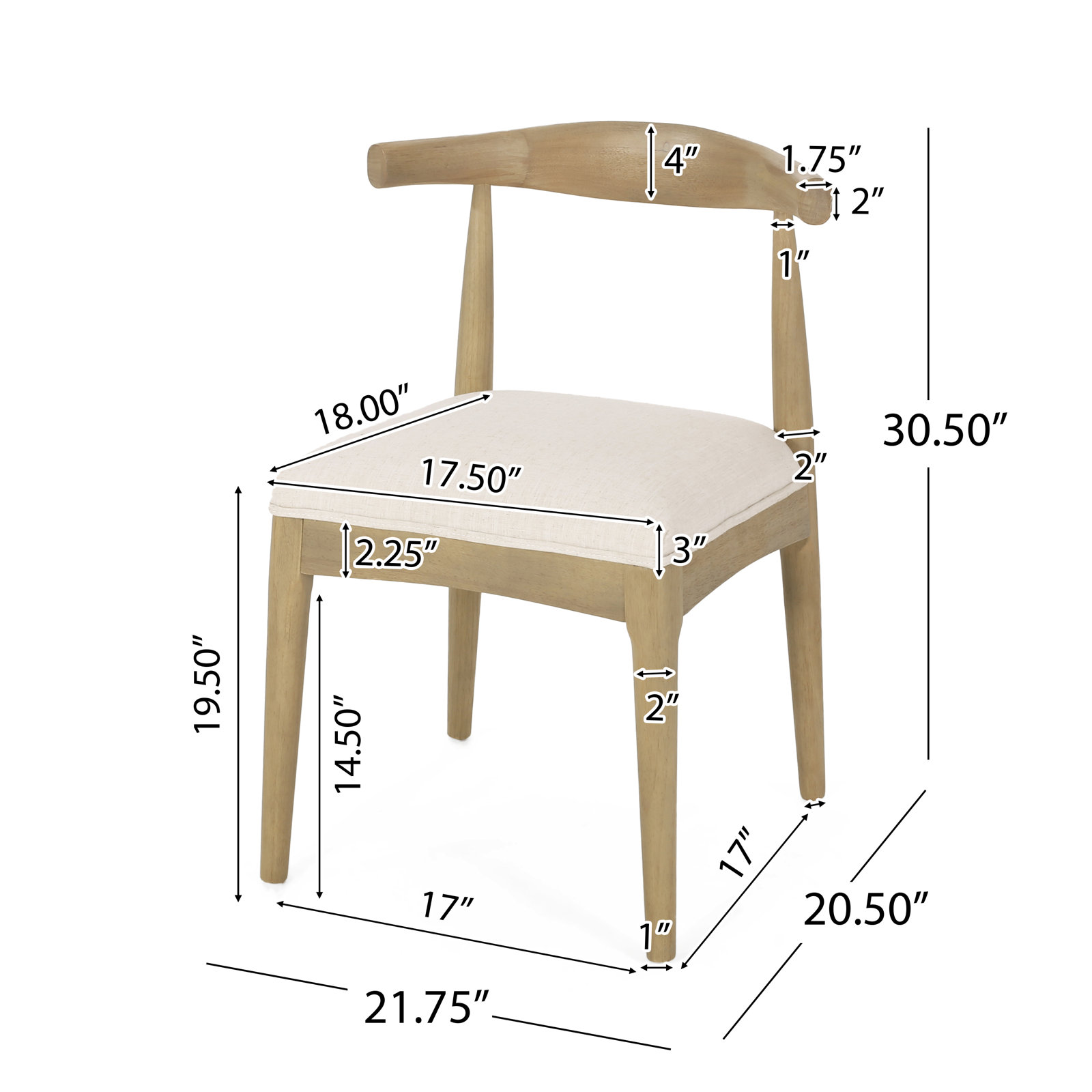 Asheboro Upholstered Wing Back Side Chair, Light Ash, Beige