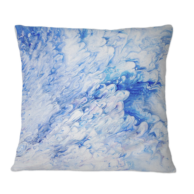 Coussin décoratif en marbre bleu et blanc, 16 po x 16 po