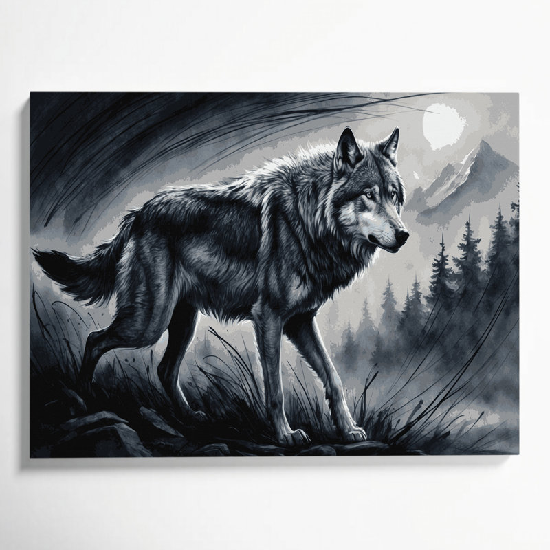 Wildlife Gray Wolf Gray Canvas Wall Art