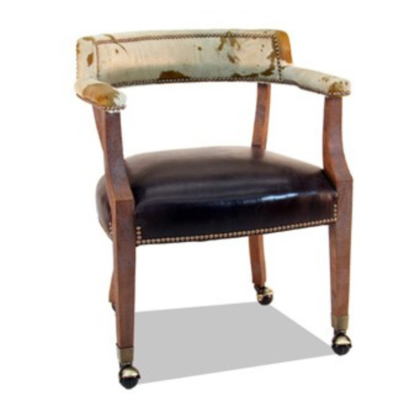 Leather Armchair, Hair Hide Black, French Dark Chocolate, Natural