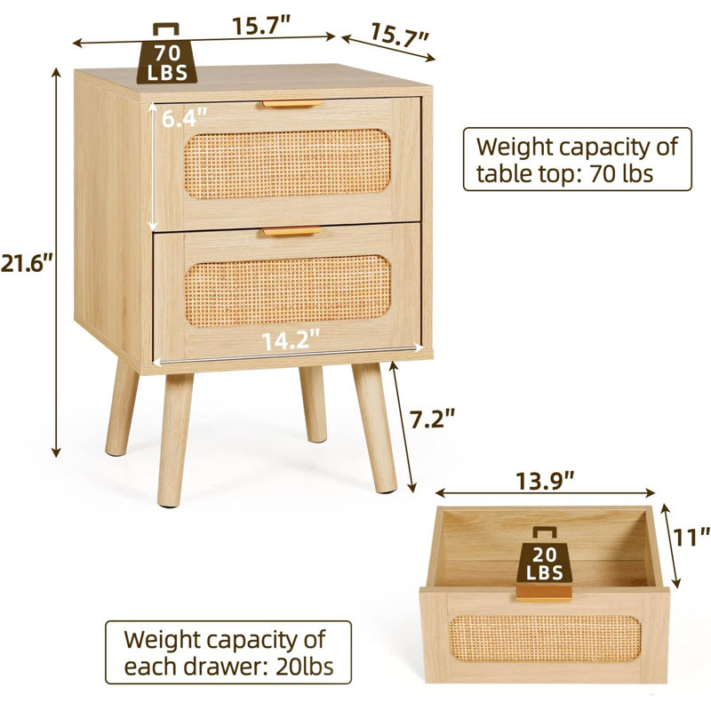 Table de chevet Vona, Naturel