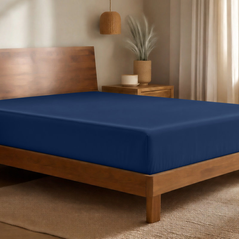 Drap-housse en rayonne de bambou, Drap-housse de taille très grand, Bleu foncé